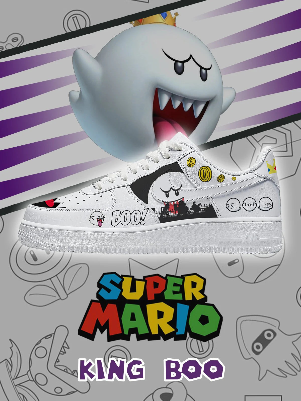 Super Mario ‘King Boo’ Limited Edition Air Force 1 Shoes