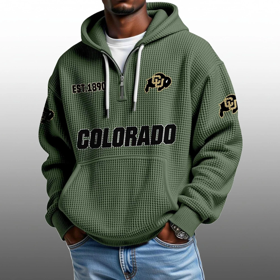 Colorado EST 1890 Half Quarter Zip Waffle Hoodie