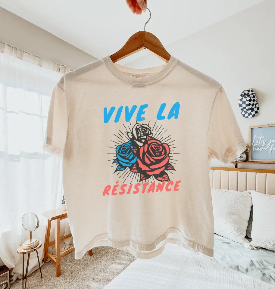 Vive La Resistance Boxy Tee, Feminist Floral Boxy Tee