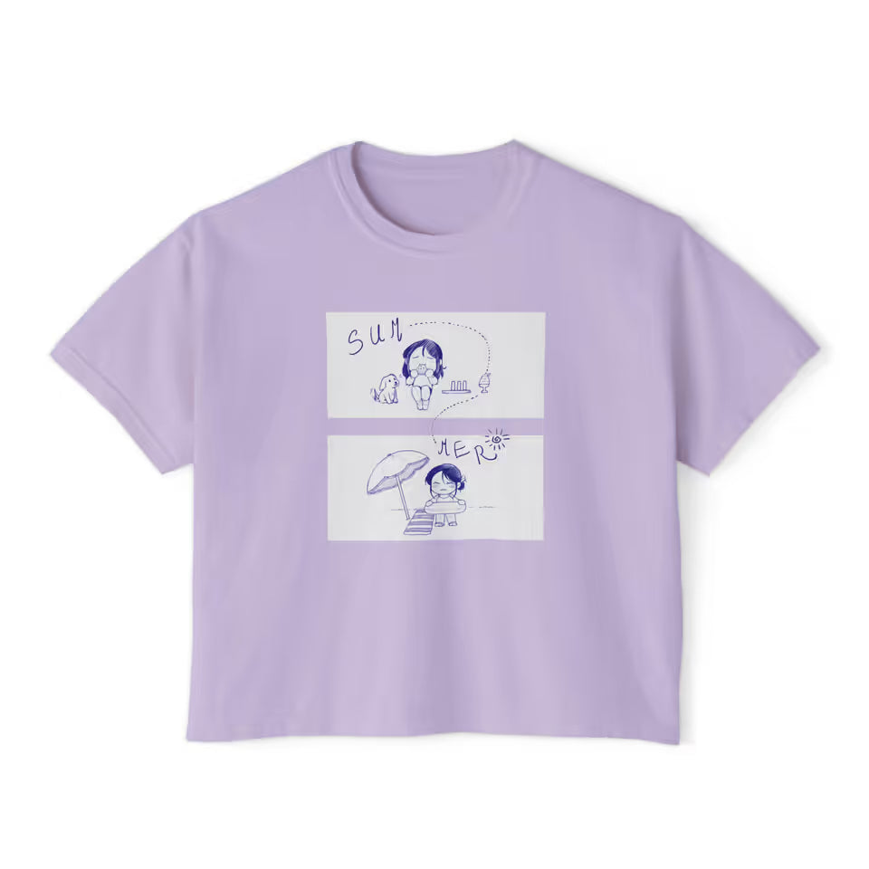 Summer Sketch Comic Women's Boxy Tee