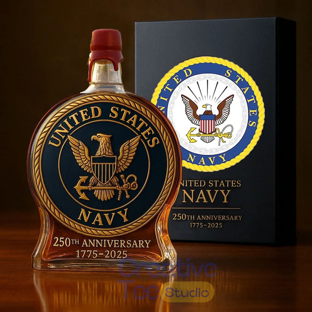 US Navy 250th Anniversary Commemorative Whiskey Bottle