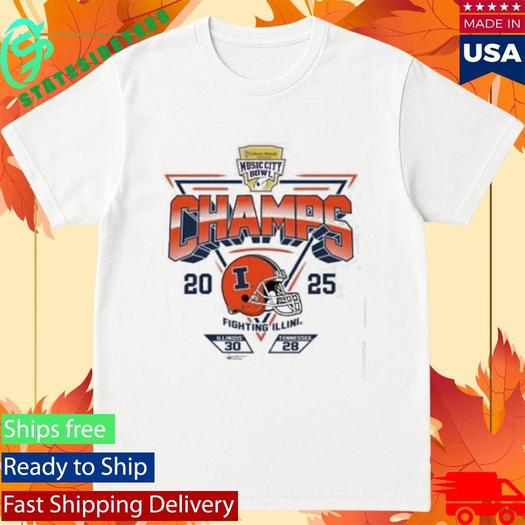 2025 Transperfect Music City Bowl Illinois Champs Score Sst Shirt