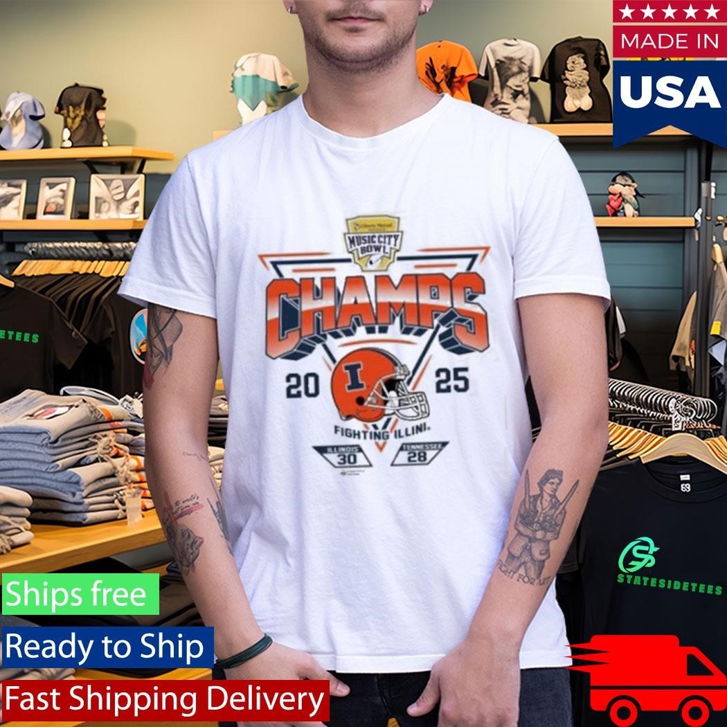 2025 Transperfect Music City Bowl Illinois Champs Score Sst Shirt