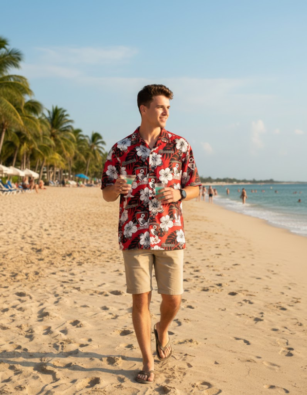 AFC Bournemouth Hawaiian Shirt – Red Hibiscus Floral Cherries Fan Shirt