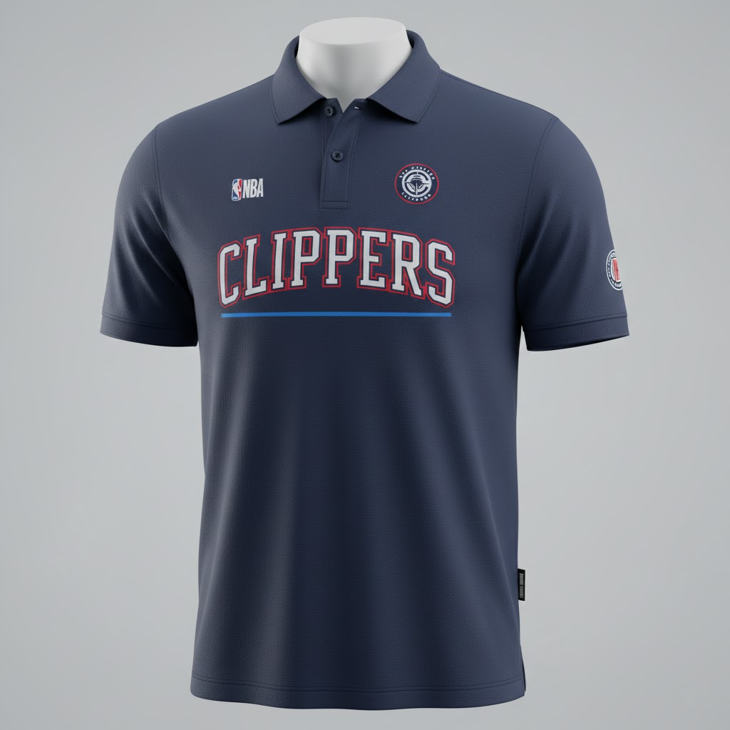 NBA LA Clippers Polo Shirt – Men’s Navy Blue Official Fan Apparel