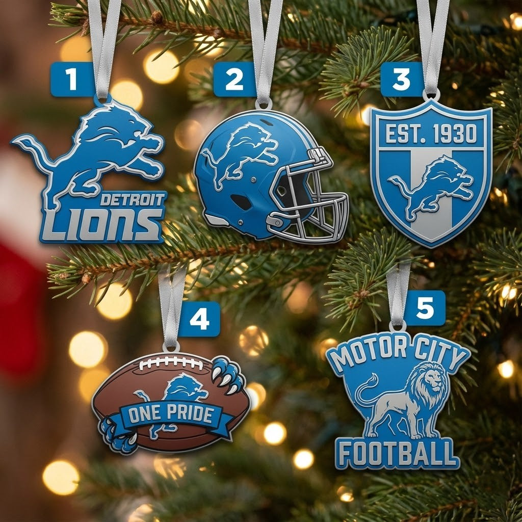 Detroit Lions Christmas Ornaments – Festive Holiday Decorations Set
