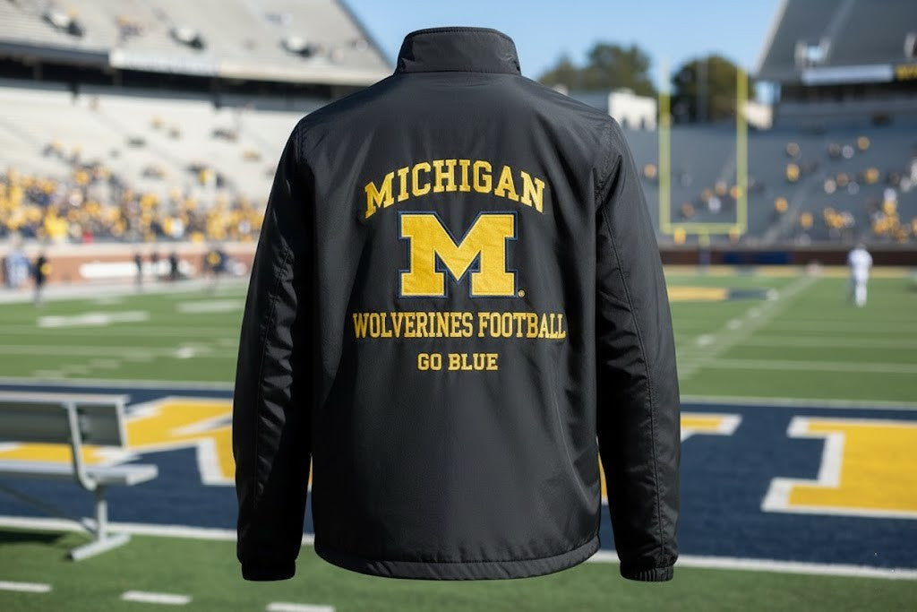 Michigan Wolverines Coach Moore Jacket – Black Embroidered Full-Zip Fan Apparel