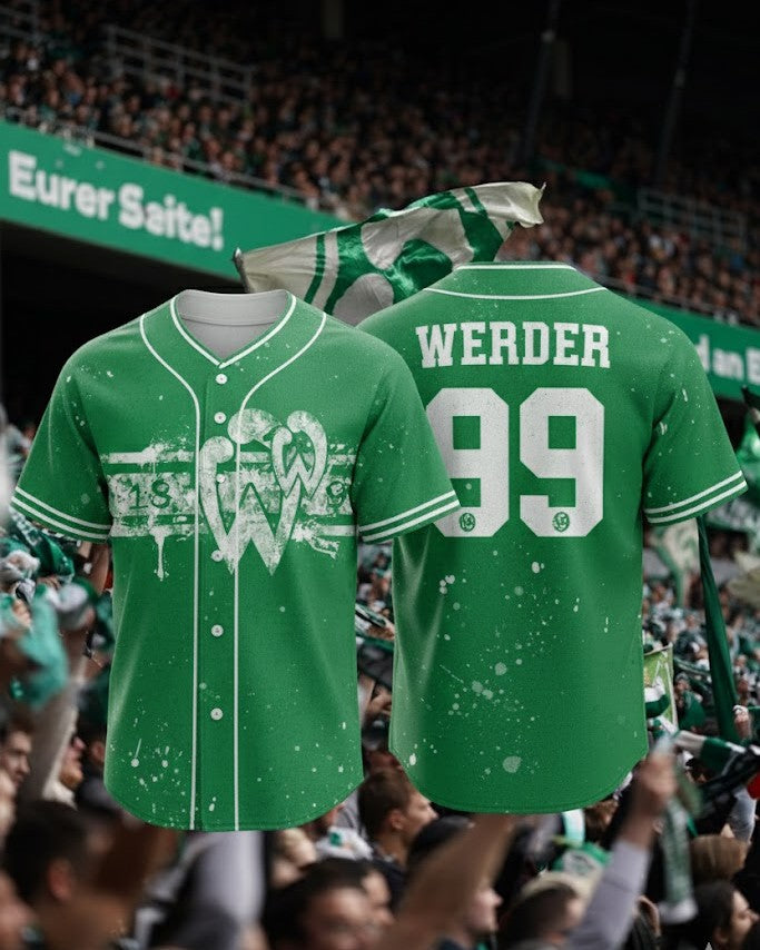 Werder Bremen Baseball Jersey – Custom Name Number Graffiti Paint Splatter Design