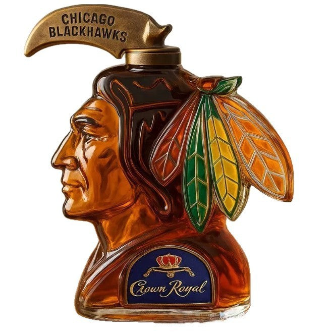Chicago Blackhawks Crown Royal Decanter – NHL Hockey Team Logo Collectible Whiskey Bottle