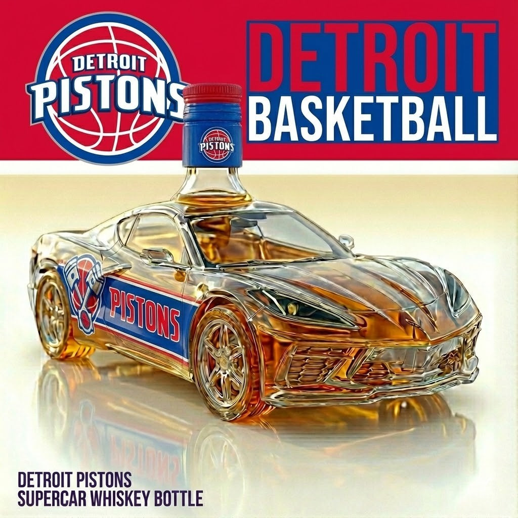 Detroit Pistons Supercar Whiskey Bottle – NBA Collectible Glass Sports Car Liquor Decanter
