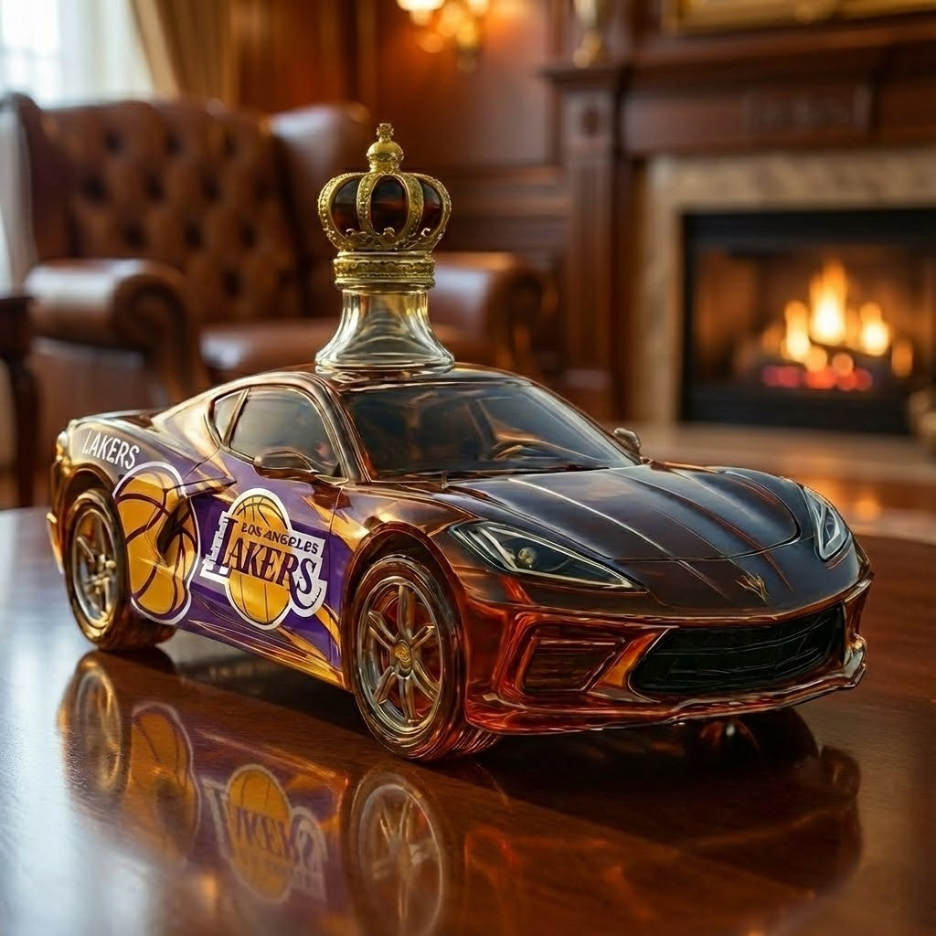 Los Angeles Lakers Supercar Whiskey Bottle – Luxury Sports Car Shaped Decanter with Crown Stopper