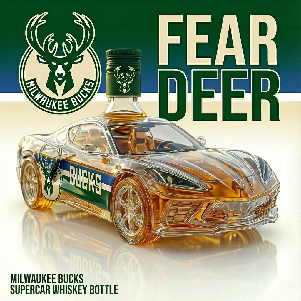 Milwaukee Bucks Supercar Whiskey Bottle – Fear The Deer Collectible NBA Decanter