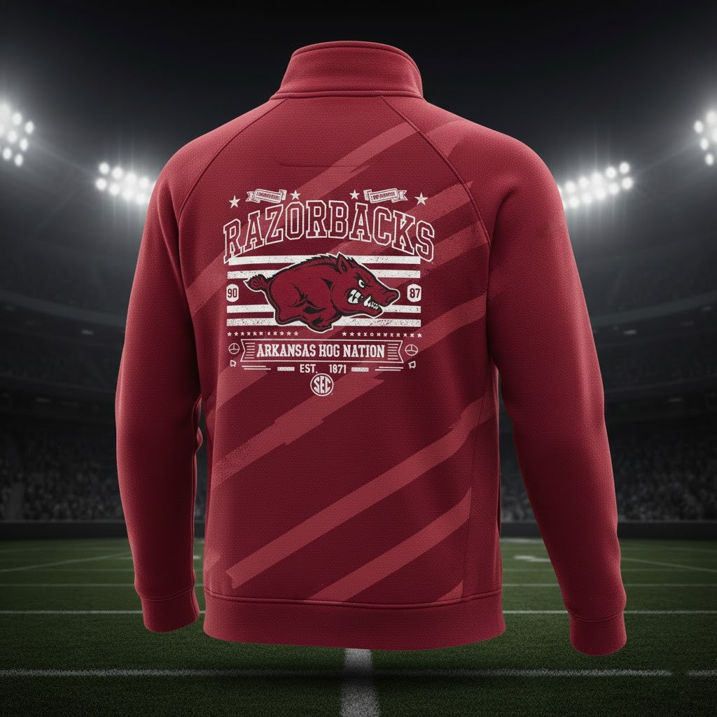 Arkansas Razorbacks Quarter Zip Pullover – Vintage Style SEC Football Fan Sweatshirt