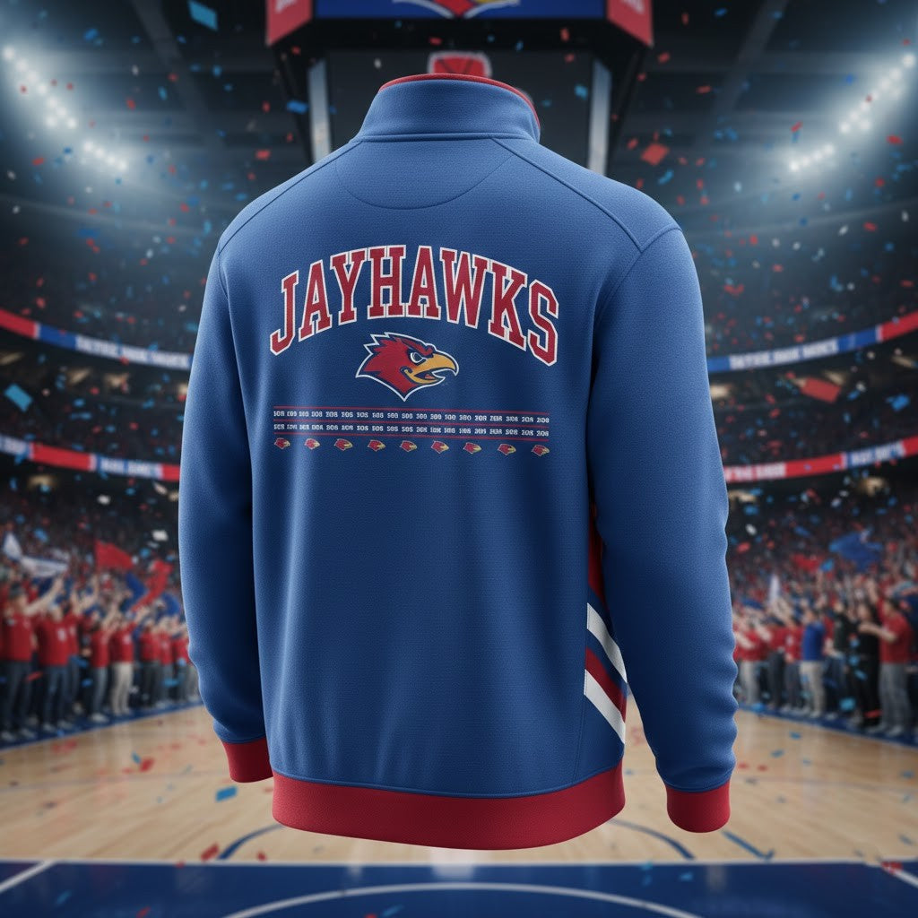 Kansas Jayhawks Quarter Zip Hoodie – Vintage Rock Chalk Mascot Graphic Sweatshirt