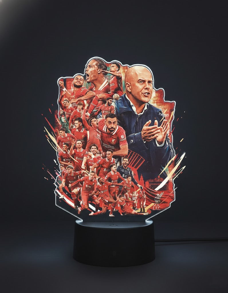Liverpool Football Club Team Lamp – 3D Illusion LED Night Light with Player Collage & Arne Slot