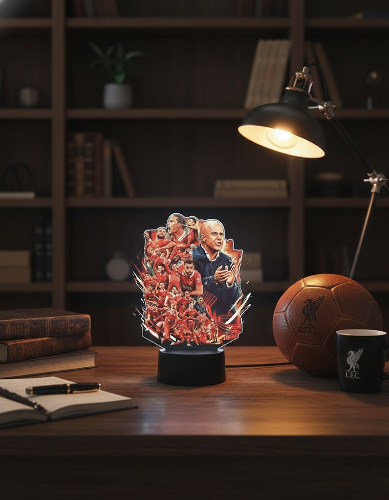 Liverpool Football Club Team Lamp – 3D Illusion LED Night Light with Player Collage & Arne Slot