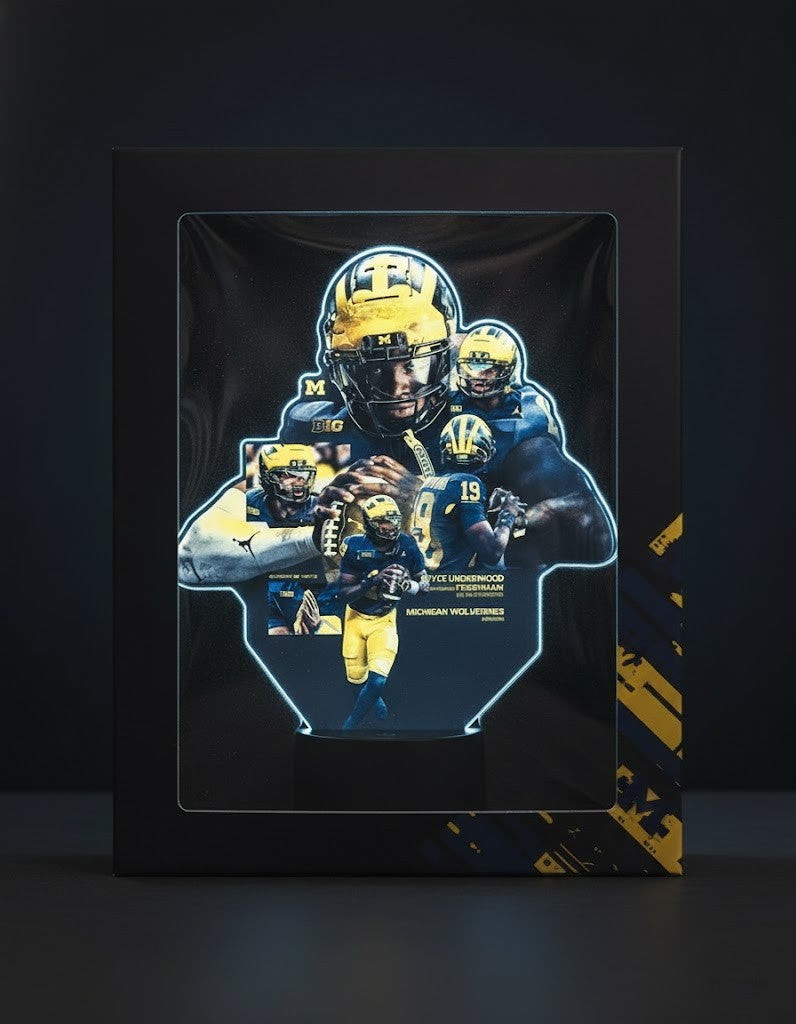 Bryce Underwood Michigan Wolverines Lamp – Custom Football Player Photo Collage LED Night Light