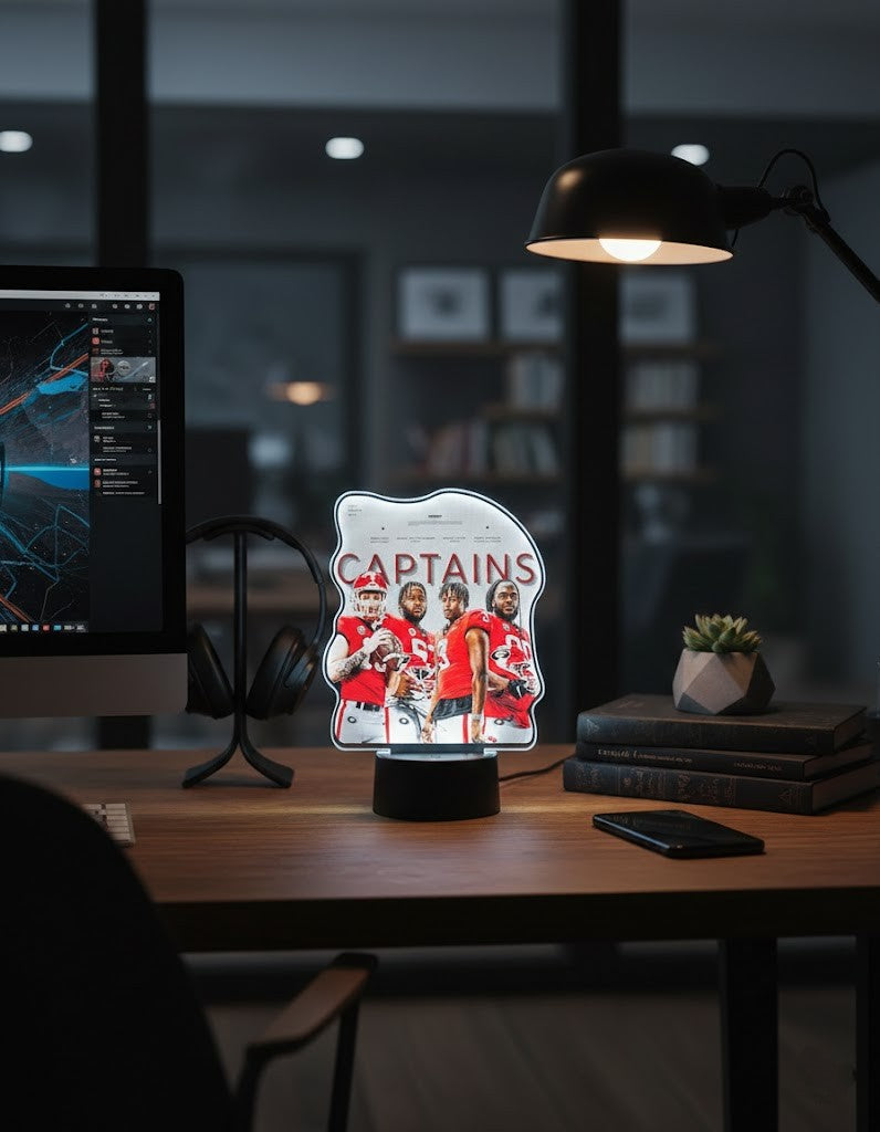 Georgia Bulldogs Captains LED Lamp – 3D Acrylic Football Player Night Light Decor