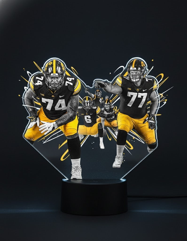 Iowa Hawkeyes Football 3D Lamp – Custom Acrylic LED Night Light, NCAA Fan Gift