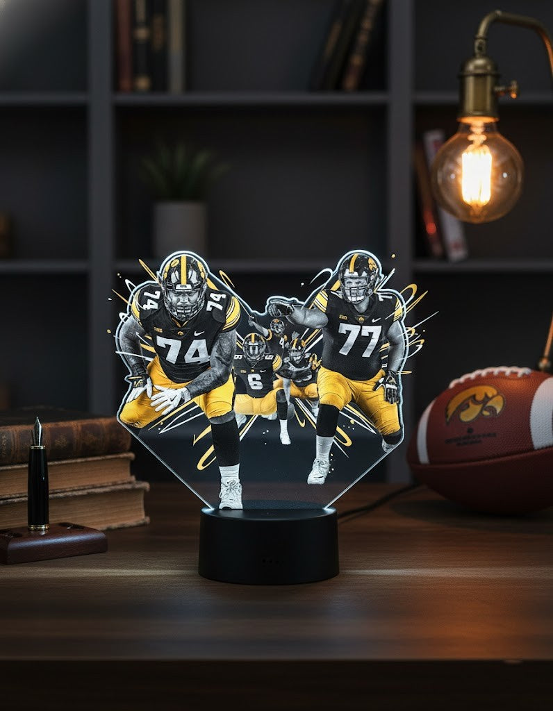 Iowa Hawkeyes Football 3D Lamp – Custom Acrylic LED Night Light, NCAA Fan Gift
