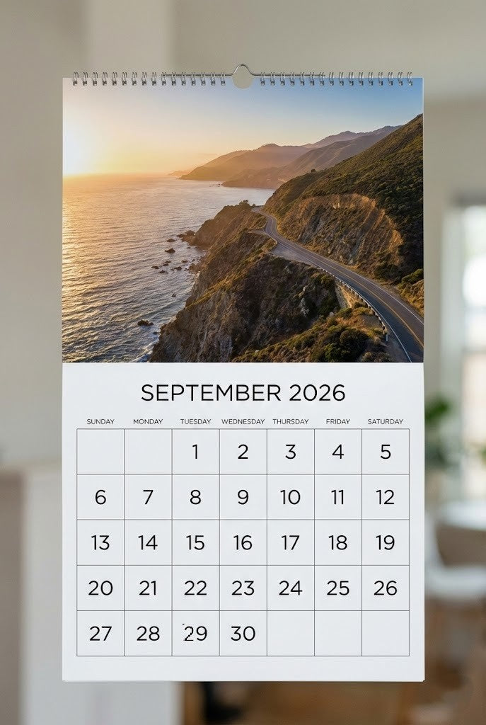 Travel Wall Calendar 2026 – Spiral Bound Monthly Planner with Photographic Collage of World Landmarks