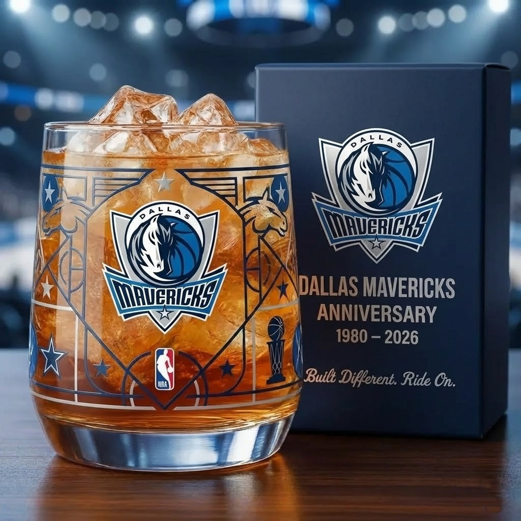 Dallas Mavericks Anniversary Whiskey Glass – NBA Gift Set