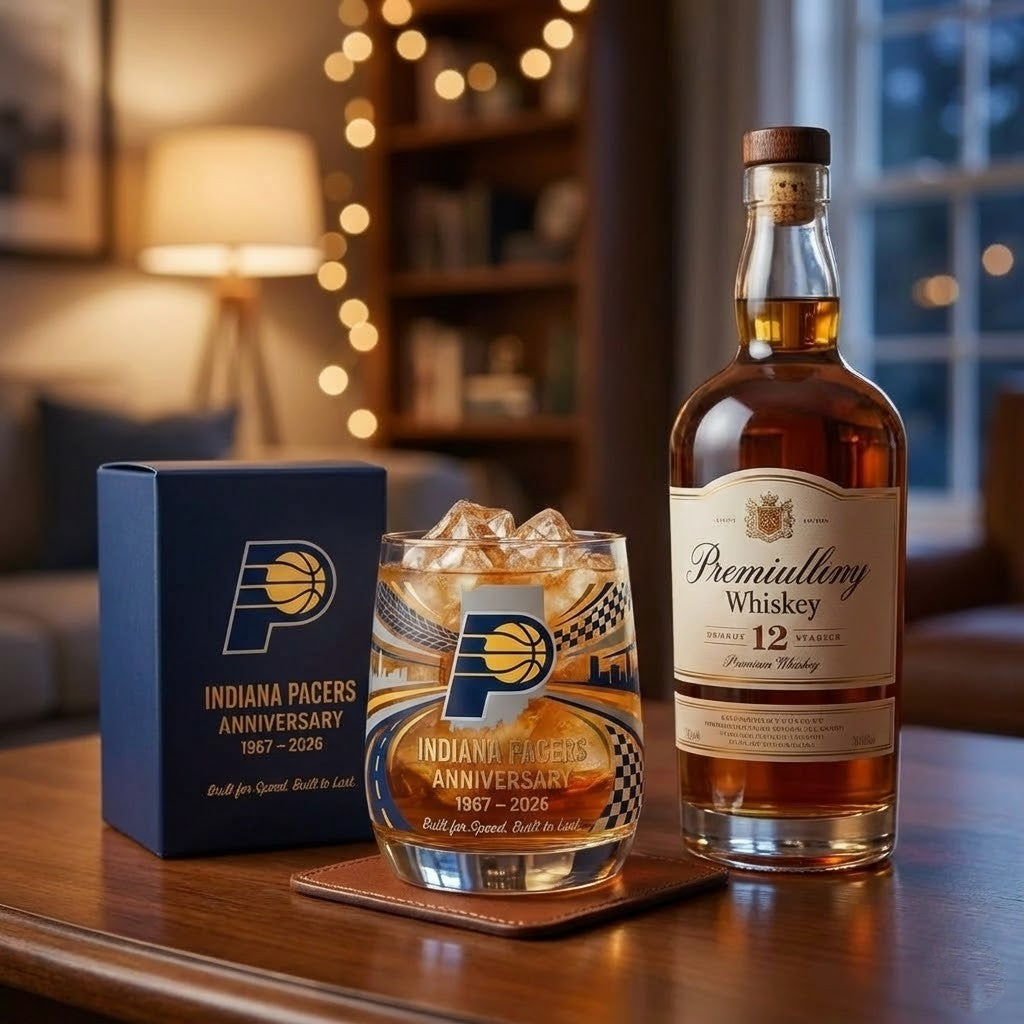 Indiana Pacers Anniversary Whiskey Glass – NBA Gift Set