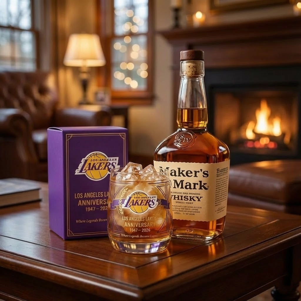 Los Angeles Lakers Anniversary Whiskey Glass – NBA Gift Set