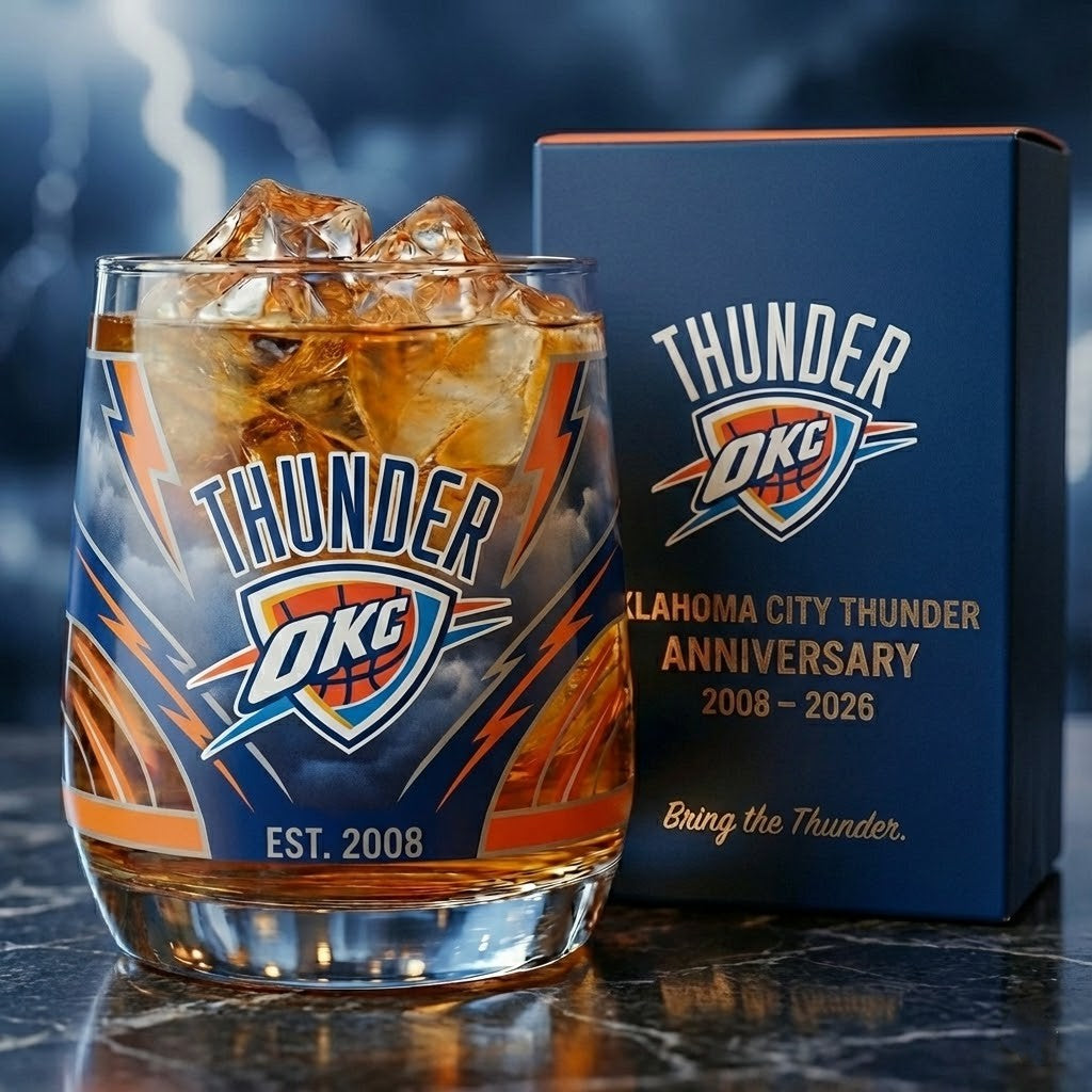 Oklahoma City Thunder Whiskey Glass – NBA Gift Set