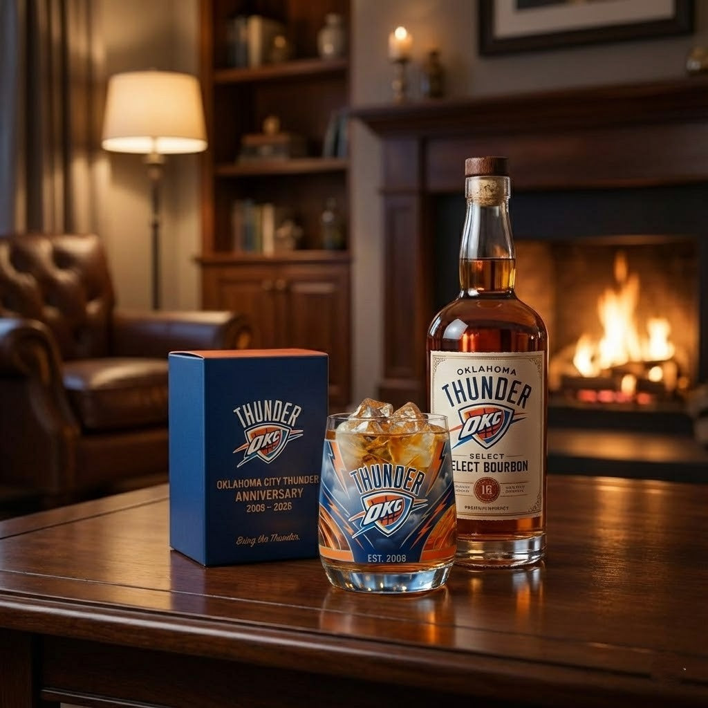 Oklahoma City Thunder Whiskey Glass – NBA Gift Set
