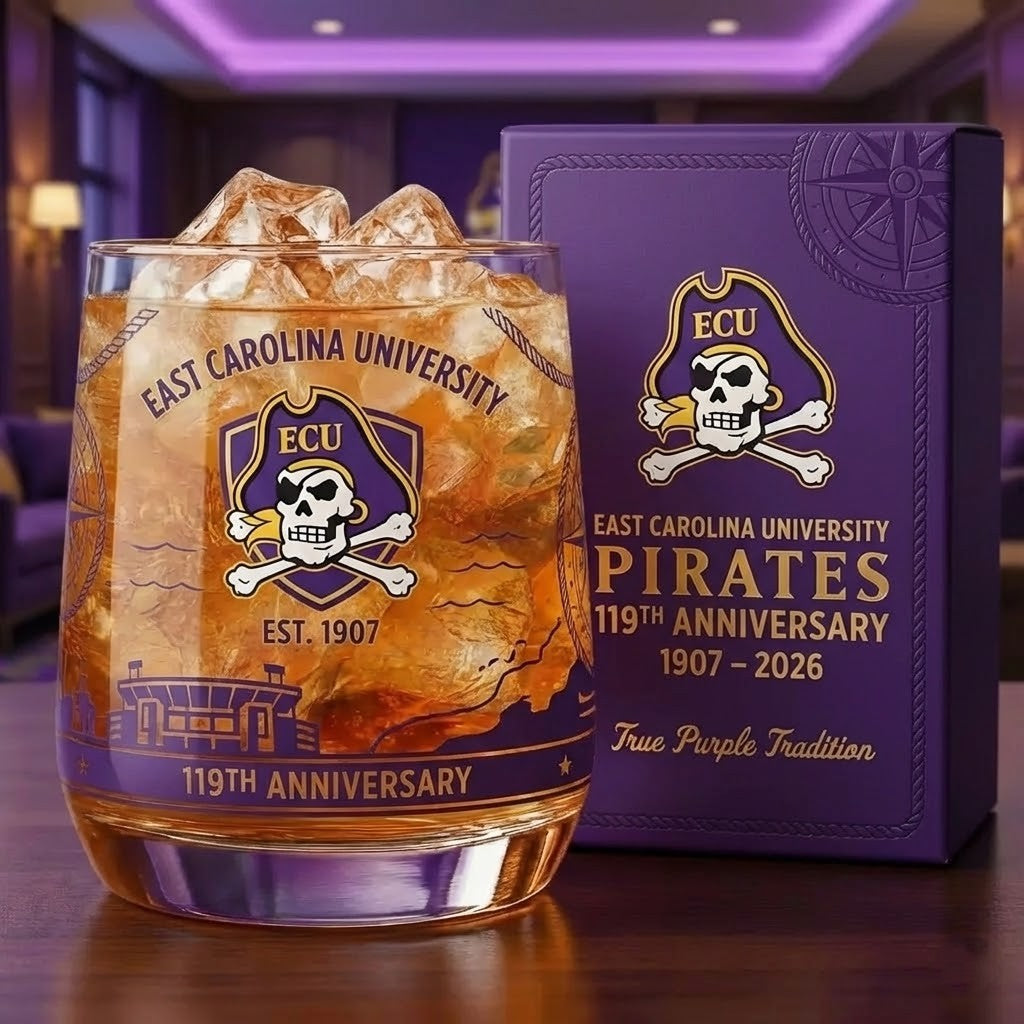 East Carolina Pirates 119th Anniversary Whiskey Glass