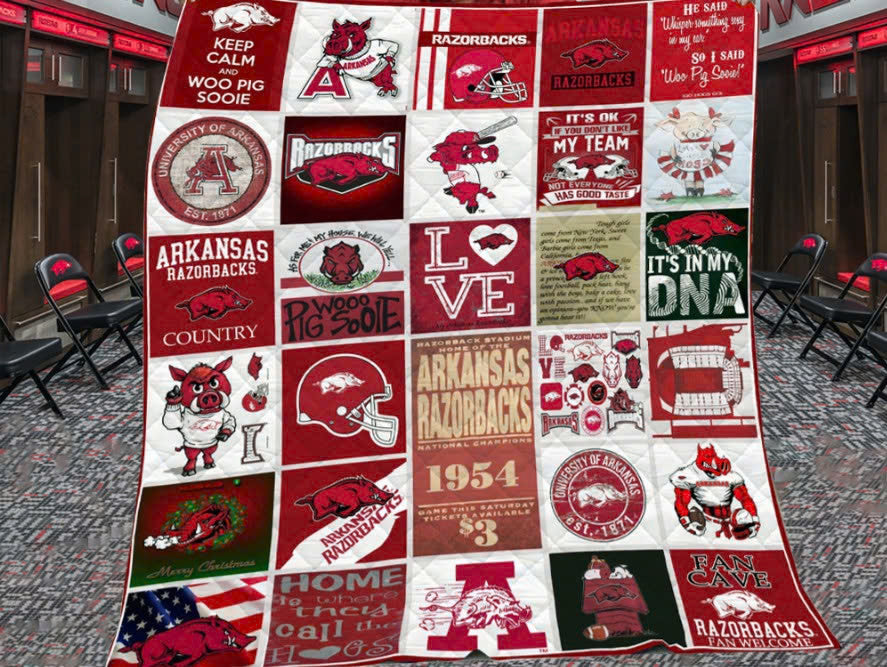 Arkansas Razorbacks Quilt Blanket – NCAA Collage Style Fan Gift