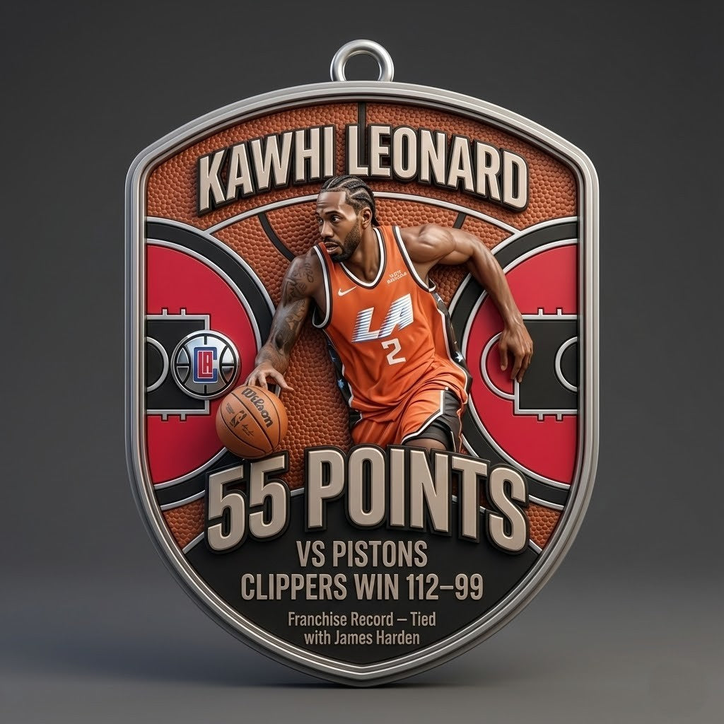 Kawhi Leonard Los Angeles Clippers Ornament – 55 Points Franchise Record Game Keepsake