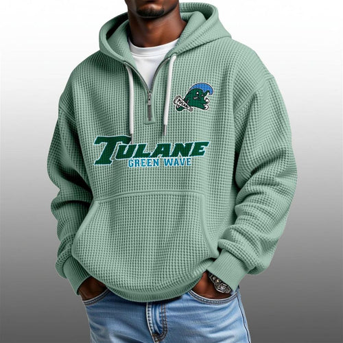 2026 Tulane Green Wave Quarter Zip Waffle Hoodie