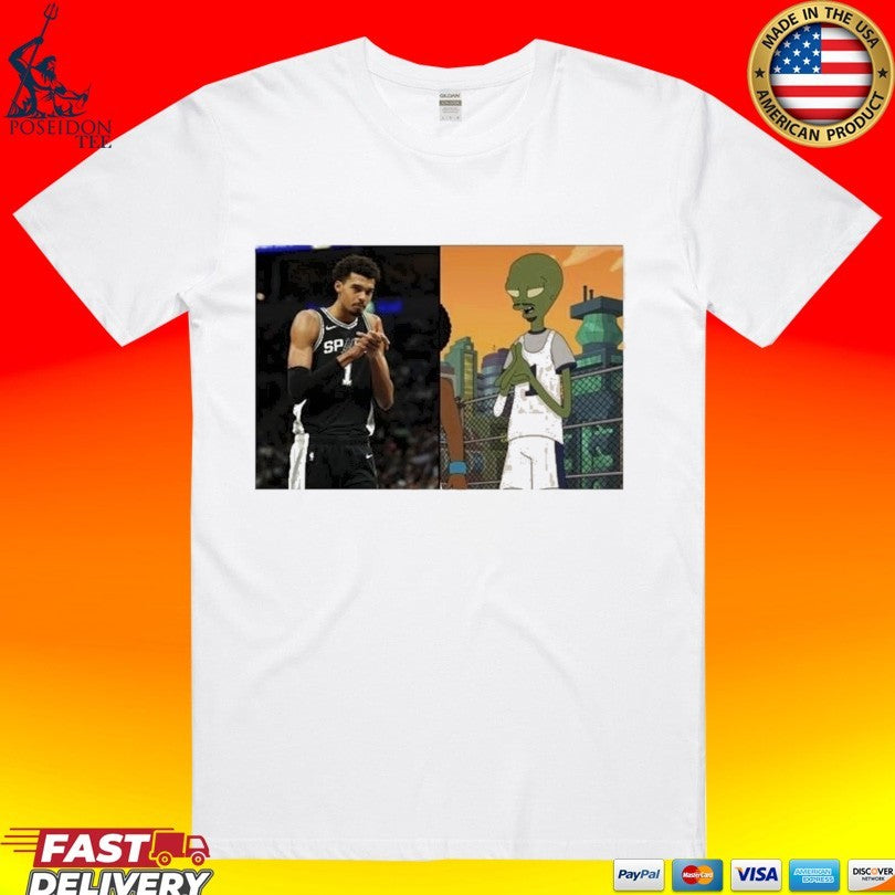 2026 Victor Wembanyama Alien Comparison Meme Basketball Fans Graphic T-shirt