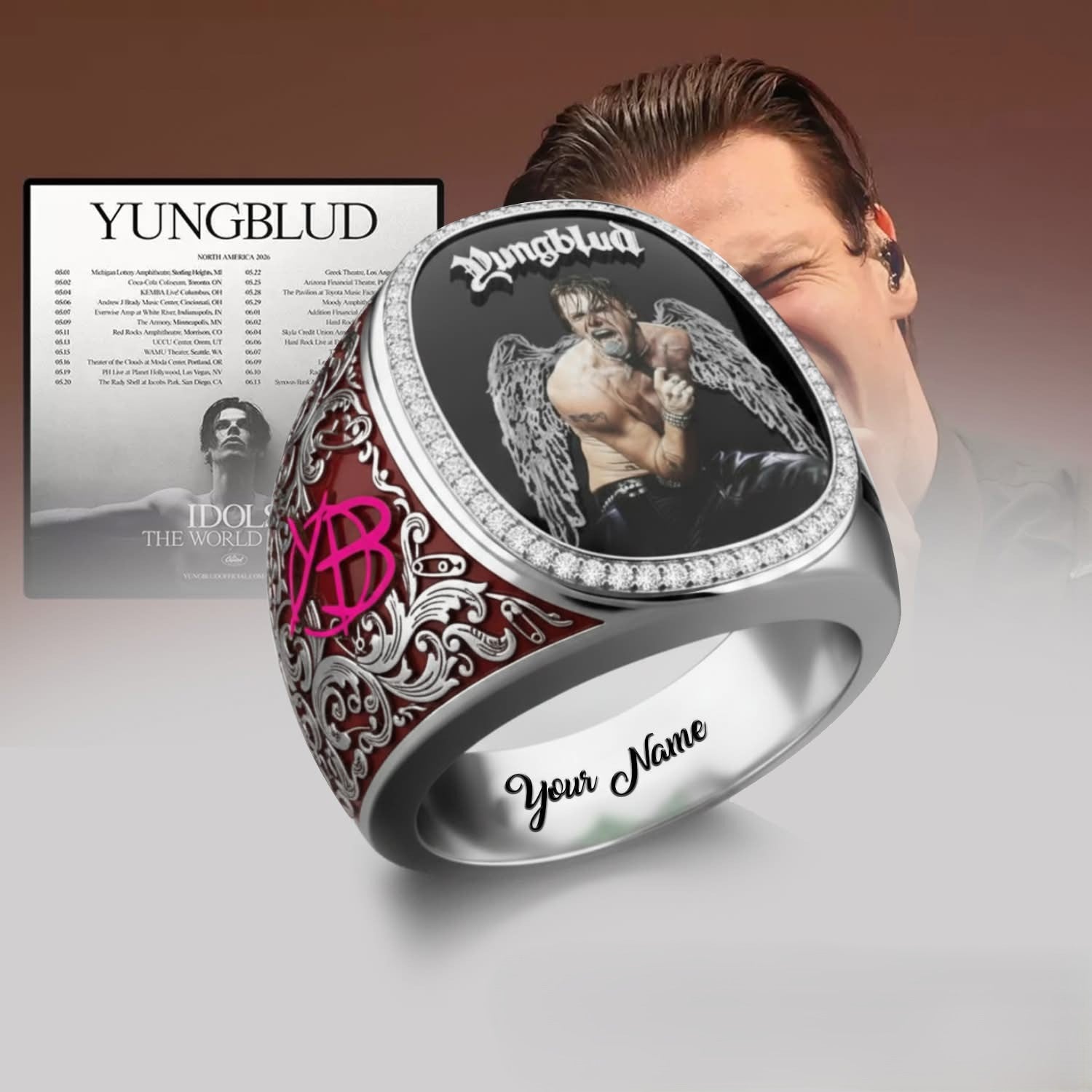 Yungblud Idols The World Tour 2026 Custom Name Ring