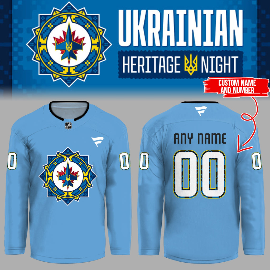 Winnipeg Jets Ukrainian Heritage Night Custom Hockey Jersey