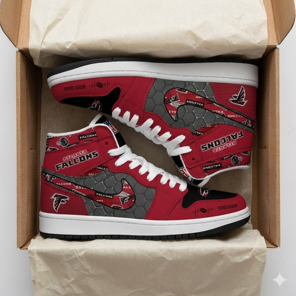 Atlanta Falcons Personalized Name EKG Football High Top Shoes