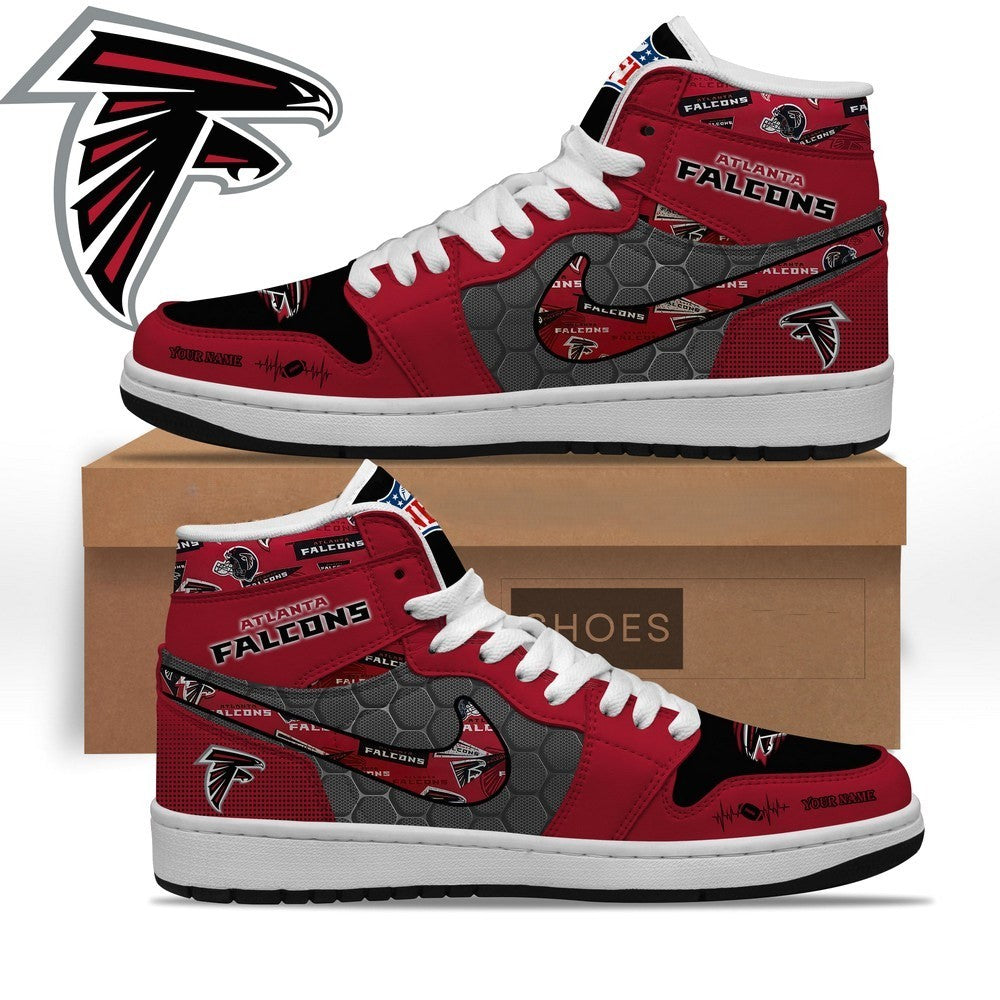 Atlanta Falcons Personalized Name EKG Football High Top Shoes