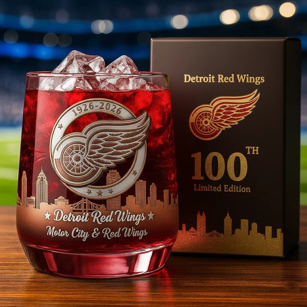 Detroit Red Wings 100th Anniversary 1926-2026 Whiskey Glass