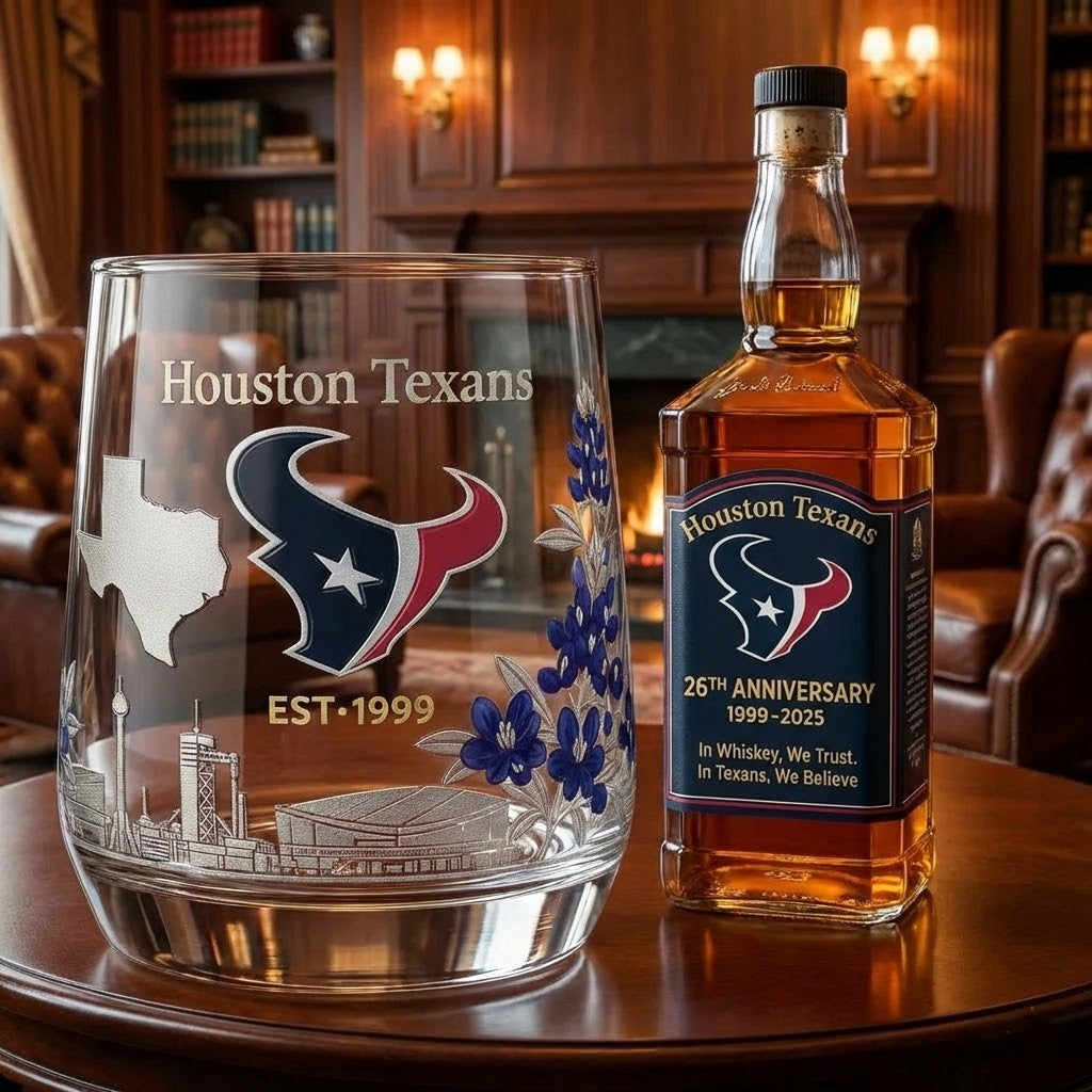 Houston Texans 27th Anniversary Whiskey Glass
