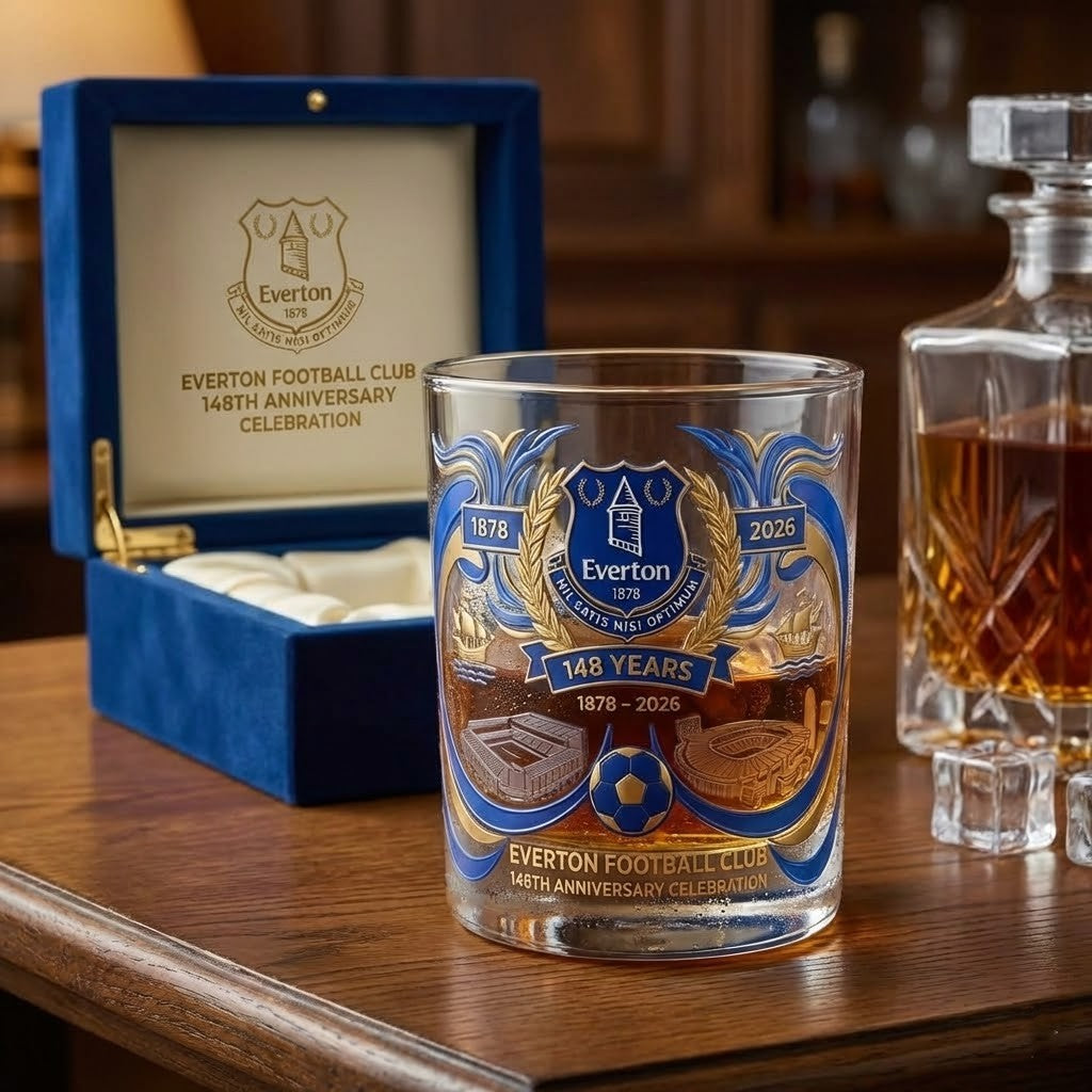 Everton Football Club 148th Anniversary Celebration Whiskey Glass