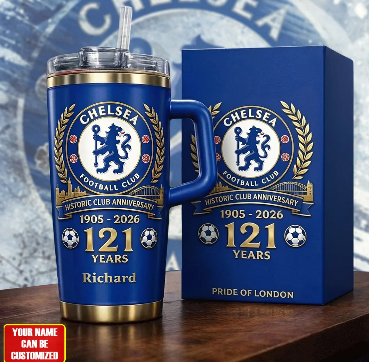 Personalized Chelsea FC Anniversary 121 Years Tumbler