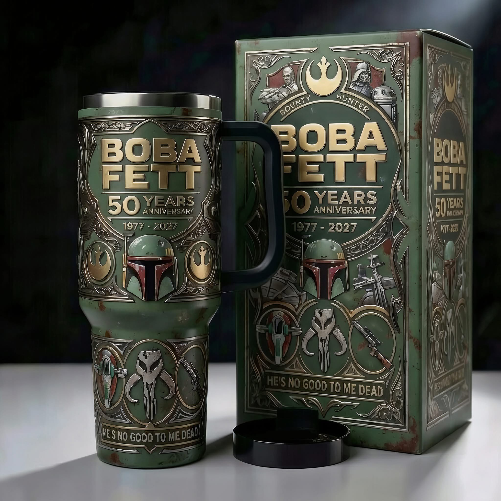 Boba Fett 50 Years Anniversary 1977 – 2027 Handled Tumbler Mug