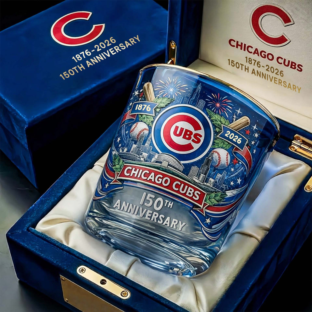 Chicago Cubs 150th Anniversary 1876-2026 Whiskey Glass