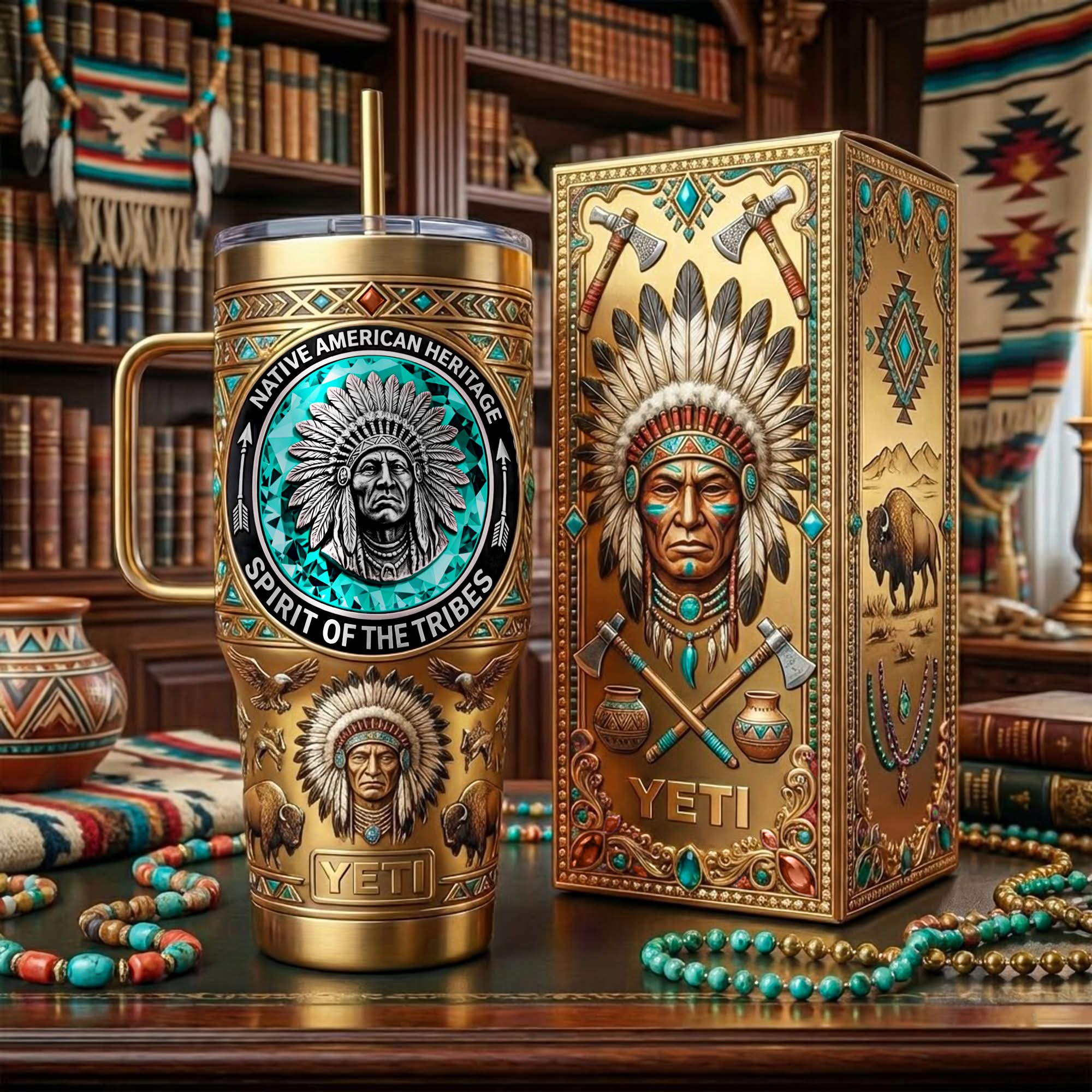 Native American Spirit Of The Tribes Heritage 40oz Tumbler