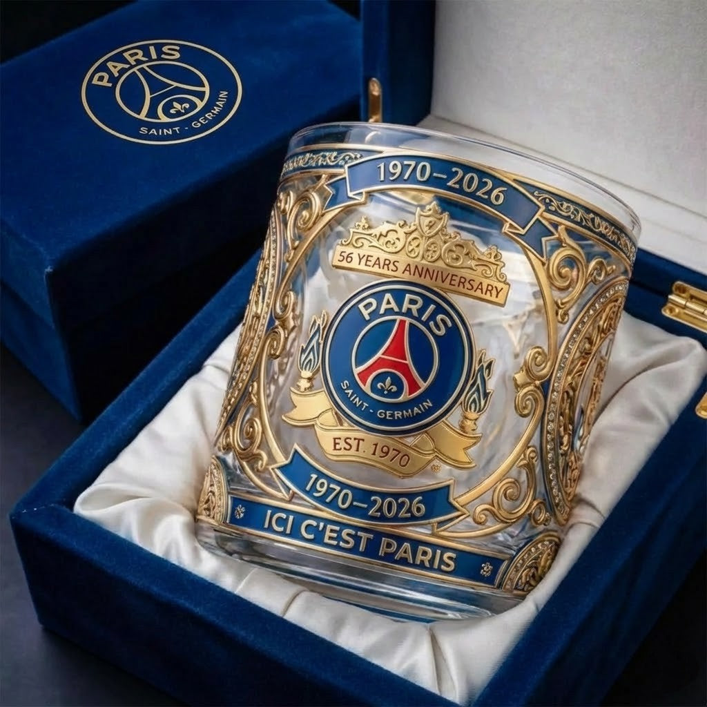 Paris Saint-Germain 56 Years Anniversary 1970-2026 Whiskey Glass