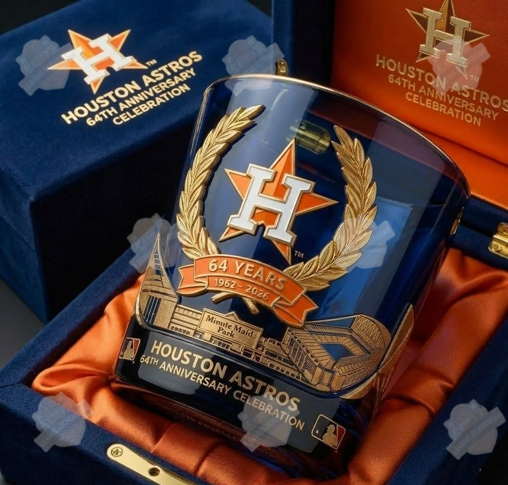 Houston Astros 64th Anniversary Celebration 1962-2026 Whiskey Glass