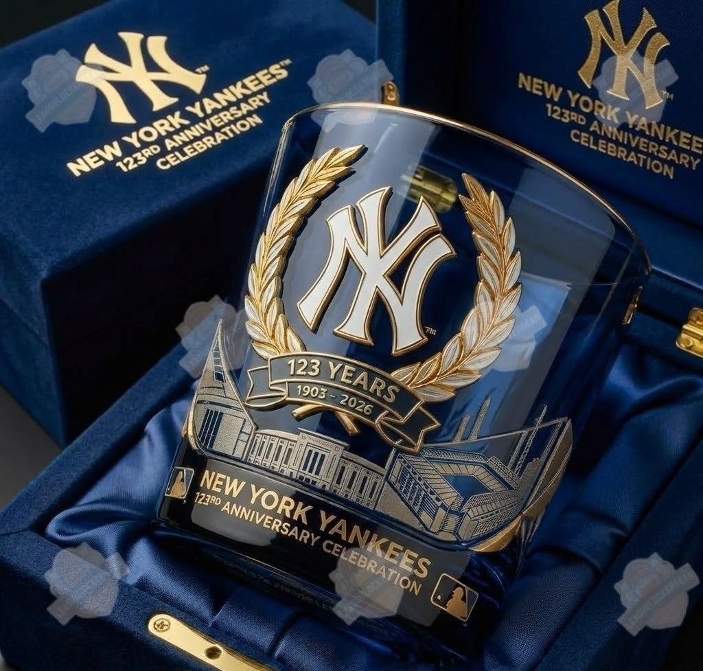 New York Yankees 123rd Anniversary 1903-2026 Whiskey Glass