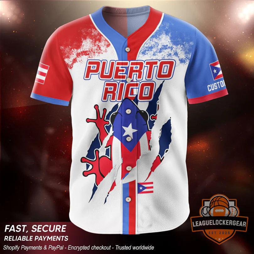 Puerto Rico Coqui Frog Taino Turtle Baseball Jersey
